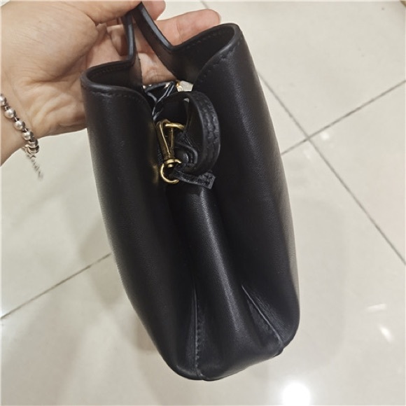 Black Sheepskin Leather Mini DOLL Tote Satchel Crossbody Purse Basket Bag B5 - Picture 8 of 11